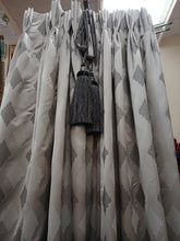 Load image into Gallery viewer, Pale grey with darker grey &amp; white diamond design, lined, 3947c
