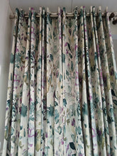 Load image into Gallery viewer, John Lewis "Olivia", green &amp; purple florals, lined &amp; I/L, 3952b
