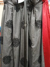 Load image into Gallery viewer, Grey wool with embossed black design, red satin border, lined &amp; I/L, SINGLE 3959a
