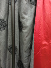 Load image into Gallery viewer, Grey wool with embossed black design, red satin border, lined &amp; I/L, SINGLE 3959a
