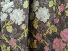Load image into Gallery viewer, Brown b/g with green &amp; pink florals, lined &amp; I/L, 3959b
