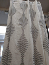 Load image into Gallery viewer, Cream with grey embroidered leaf design, lined, 3962b
