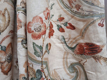 Load image into Gallery viewer, Pale yellow b/g with red florals &amp; birds, lined &amp; I/L, 3968a
