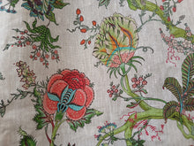 Load image into Gallery viewer, Beige b/g with florals in reds, greens &amp; oranges, B/O lined &amp; I/L, 3985a
