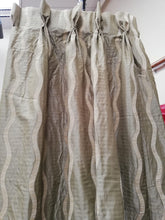 Load image into Gallery viewer, Olive green sateen with wavy vertical pattern, SINGLE, lined, goblet heading 3992a
