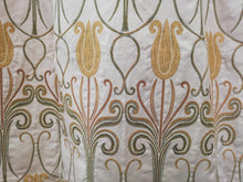 Load image into Gallery viewer, Cream b/g with yellow Tulip &amp; green leaf design &amp; green border, Lined Pencil pleat 3997a
