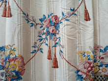 Load image into Gallery viewer, Cream b/g with beige stripe and multi coloured flowers in baskets, lined &amp; I/L, 3998b

