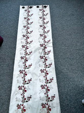 Load image into Gallery viewer, Cream b/g with Red &amp; Green Vine &amp; Flower Vertical Pattern, Lined, Eyelet Top, 4009b
