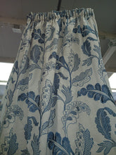 Load image into Gallery viewer, Cream b/g with blue embroidered leaves. B/O lined, 4015
