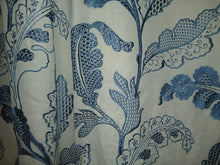 Load image into Gallery viewer, Cream b/g with blue embroidered leaves. B/O lined, 4015
