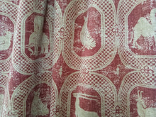 Load image into Gallery viewer, Red &amp; Cream animal motif, lined &amp; I/L, 4017
