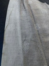 Load image into Gallery viewer, Taupe Linen with cream embroidered pattern, lined, Pencil Pleat, 4018b
