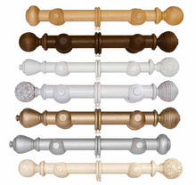 Load image into Gallery viewer, 45mm Modern Country Wooden Pole Set - Choice of Finials &amp; Finishes - 1.8m Length.
