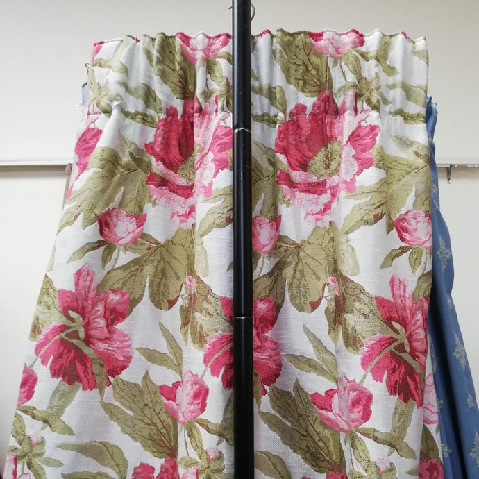 Cream pink & green large florals, lined, 3388c